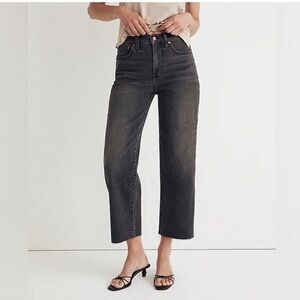 Madewell | Perfect Vintage Wide Leg Crop Jeans Raw Hem Benley Wash Gray Size 26